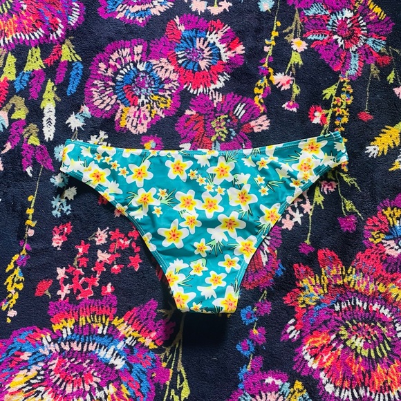 Teal Floral Bikini Bottom - Picture 2 of 3